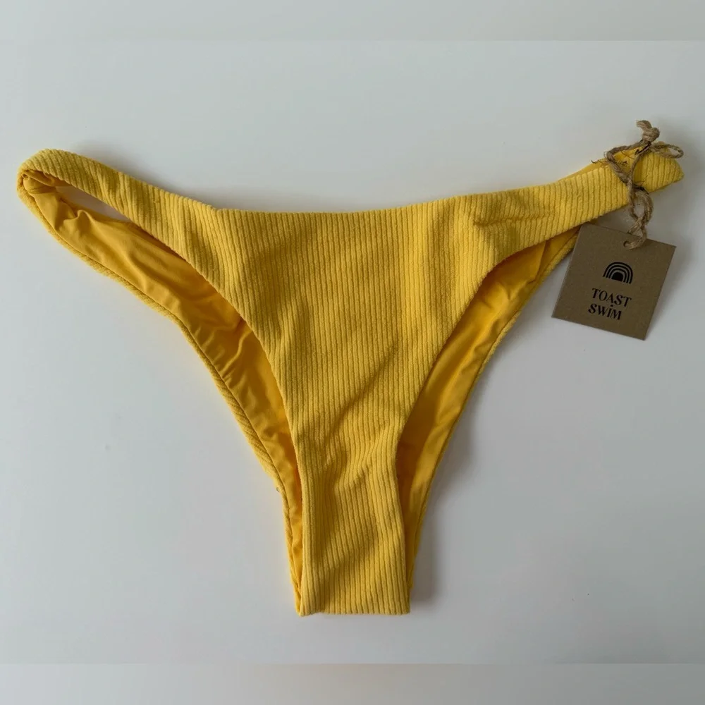 NWT Free People x Toast Swim Ribbed High Hip Bikini Bottom Sunset Rib Small - Picture 7 of 12